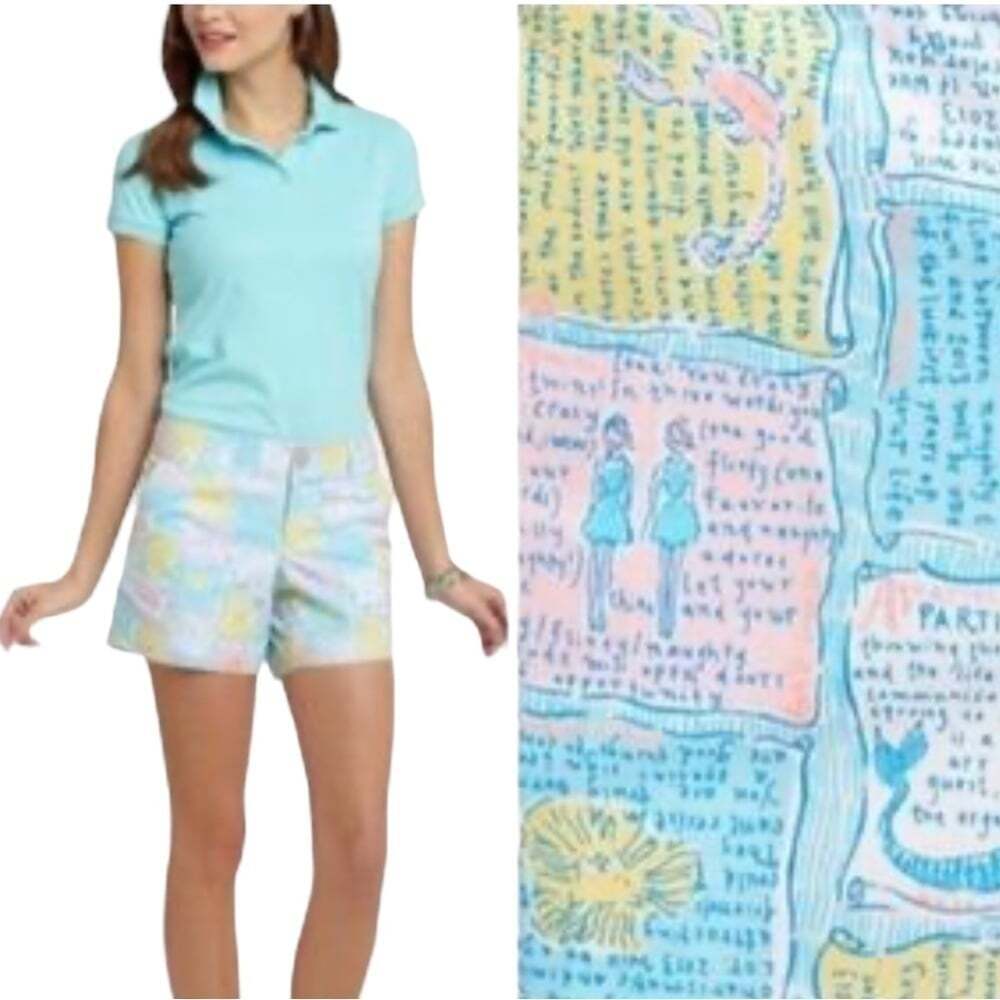 Lilly Pulitzer Shorts 0 Callahan Horoscope Pink Blue Zodiac Stars Summer Print
